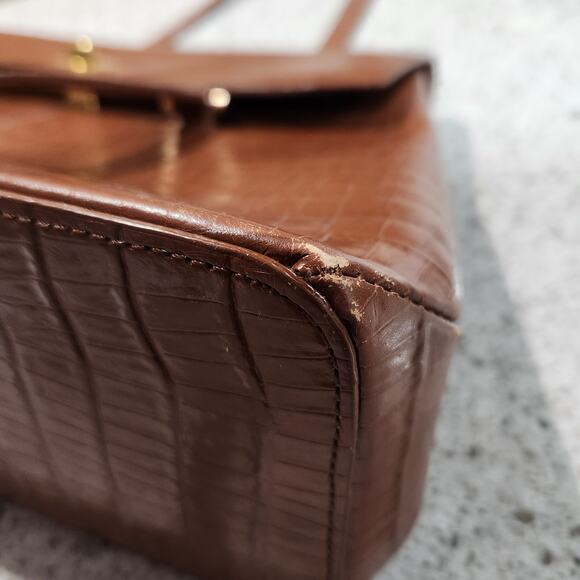 Vintage Etienne Aigner Croc Embossed Satchel Purse Bag - Picture 11 of 16